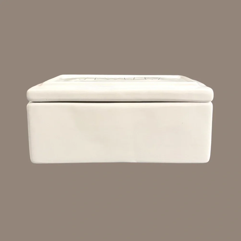 Rae Dunn Jewelry Ceramic Trinket Box with Lid Divided Organizer White - Picture 6 of 9